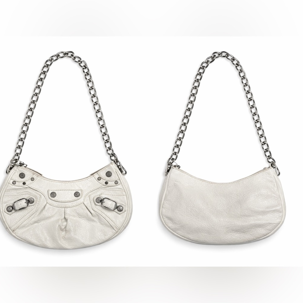 Balenciaga White Leather Chain Shoulder Bag